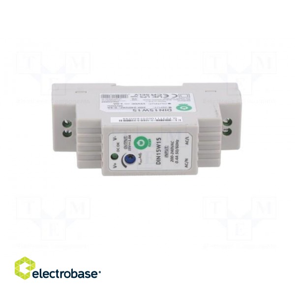 Power supply: switched-mode | for DIN rail | 15W | 15VDC | 0÷1A | OUT: 1 image 9