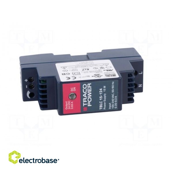 Power supply: switched-mode | for DIN rail | 15W | 24VDC | 0.63A | 85% image 9