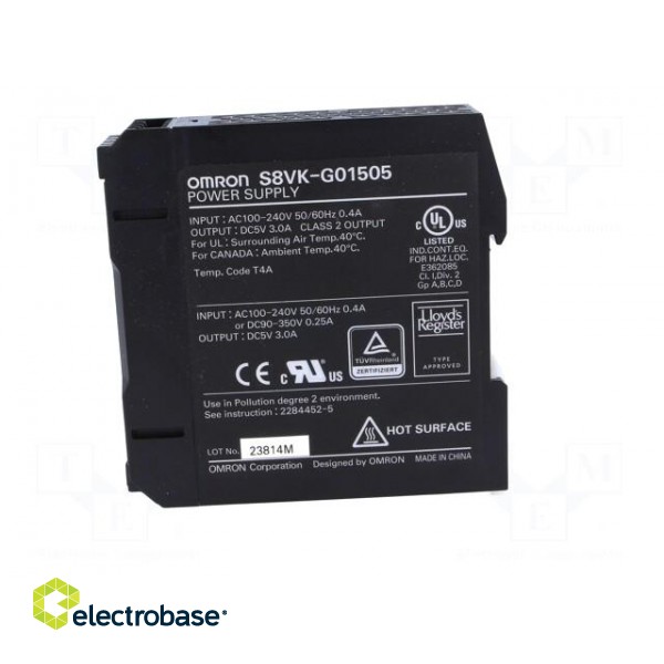 Power supply: switched-mode | 15W | 5VDC | 3A | 85÷264VAC | 90÷350VDC image 3