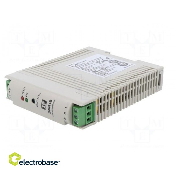 Power supply: switched-mode | for DIN rail | 18W | 24VDC | 750mA | 77% paveikslėlis 2