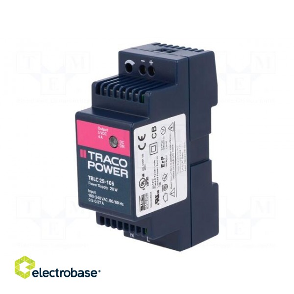 Power supply: switched-mode | 20W | 5VDC | 5÷5.5VDC | 4A | 85÷264VAC paveikslėlis 1