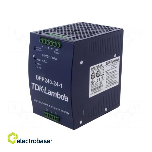 Power supply: switched-mode | for DIN rail | 240W | 24VDC | 10A | 89%
