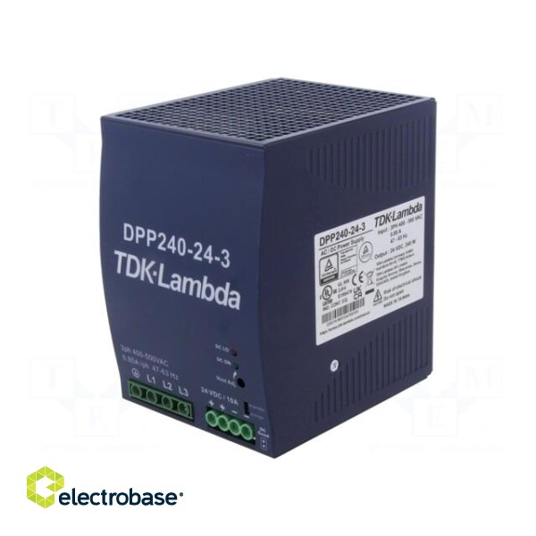 Power supply: switched-mode | for DIN rail | 240W | 24VDC | 10A | 90%