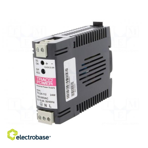 Power supply: switched-mode | for DIN rail | 24W | 12VDC | 2A | IP20 image 2
