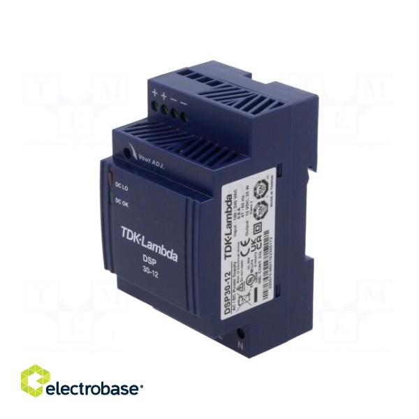 Power supply: switched-mode | for DIN rail | 25W | 12VDC | 2.1A | 82%