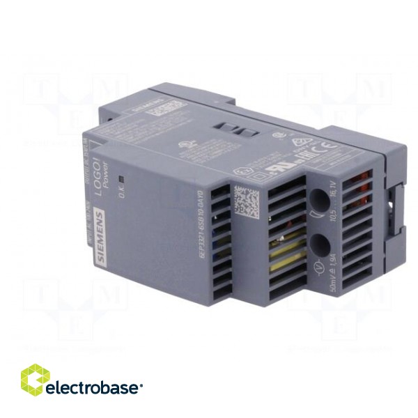 Power supply: switched-mode | for DIN rail | 28.5W | 15VDC | 1.9A image 2