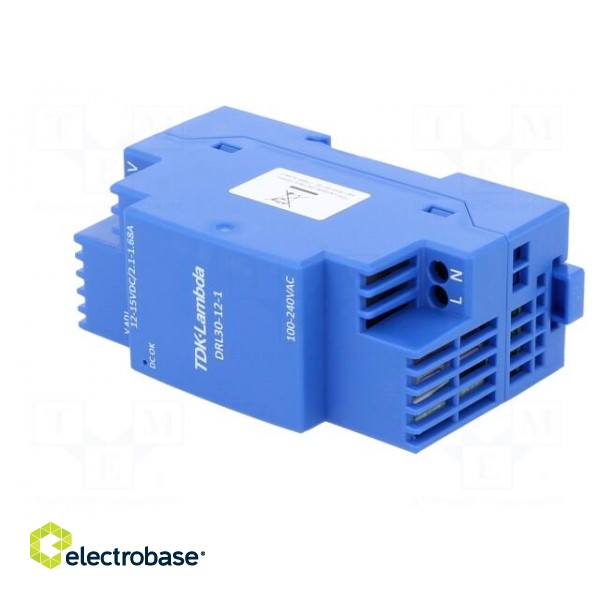Power supply: switched-mode | for DIN rail | 30W | 12VDC | 2.1A | DRL image 2