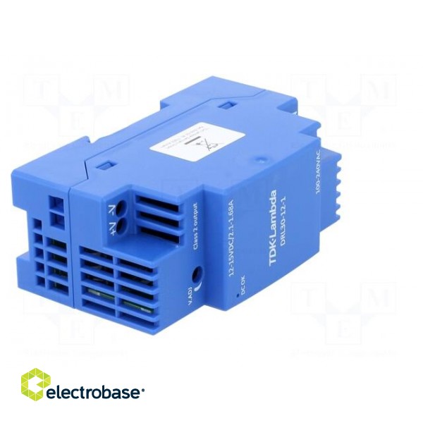 Power supply: switched-mode | for DIN rail | 30W | 12VDC | 2.1A | DRL фото 8
