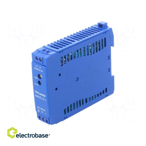 Power supply: switched-mode | for DIN rail | 30W | 12VDC | 2.5A | DRB image 1