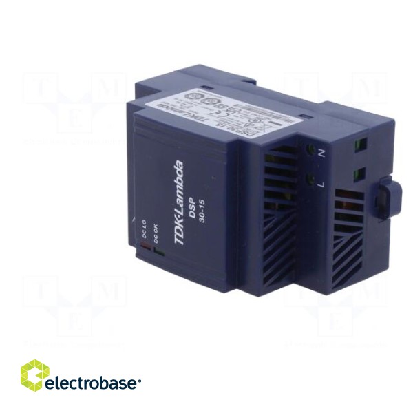Power supply: switched-mode | for DIN rail | 30W | 15VDC | 2A | 83% image 2