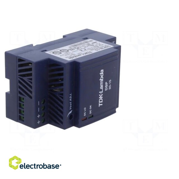 Power supply: switched-mode | for DIN rail | 30W | 15VDC | 2A | 83% image 8