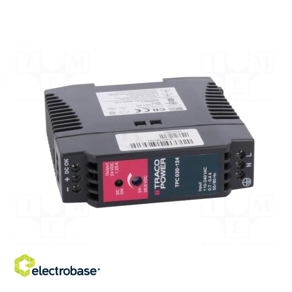 Power supply: switched-mode | 30W | 24VDC | 24÷28.8VDC | 1.25A | 160g paveikslėlis 9