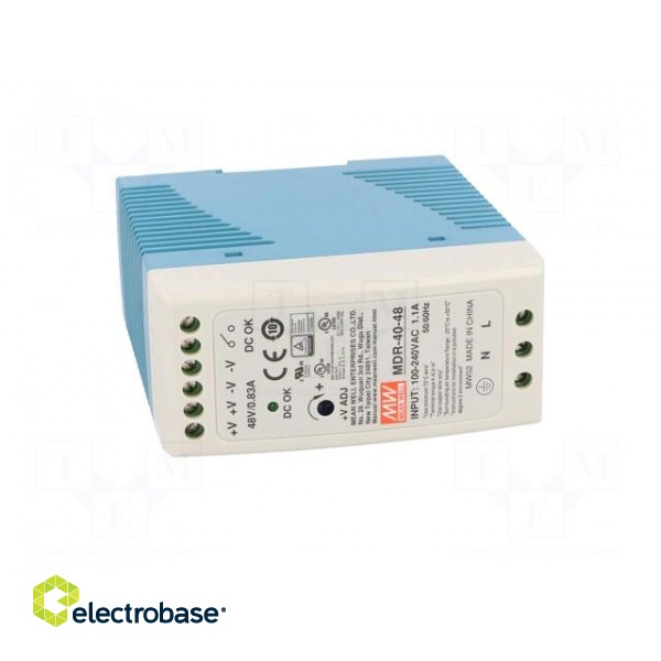 Power supply: switched-mode | 40W | 48VDC | 48÷56VDC | 0.83A | 300g paveikslėlis 9
