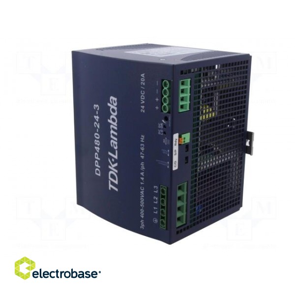 Power supply: switched-mode | for DIN rail | 480W | 24VDC | 20A | 90% фото 2