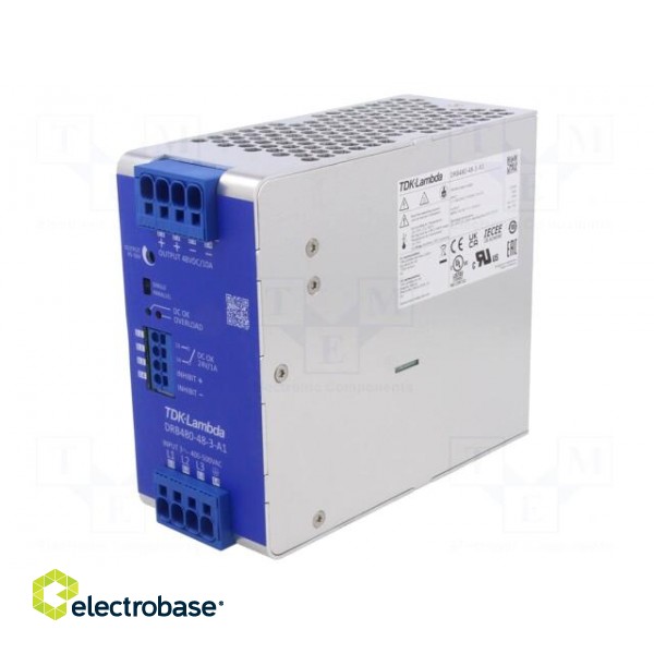 Power supply: switched-mode | for DIN rail | 480W | 48VDC | 10A | DRB