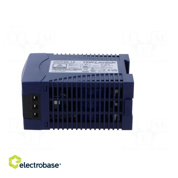 Power supply: switching | for DIN rail | 50W | 15VDC | 3.4A | 85÷264VAC paveikslėlis 3