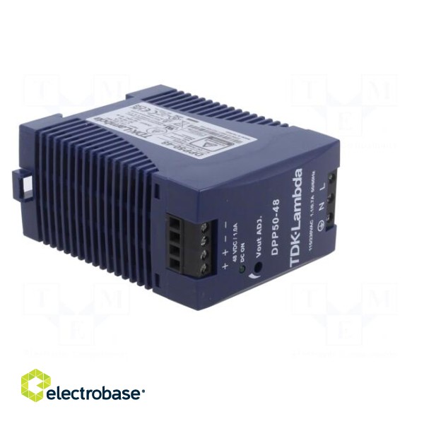 Power supply: switched-mode | for DIN rail | 50W | 48VDC | 1.05A | 87% paveikslėlis 9