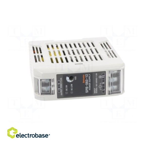 Power supply: switched-mode | for DIN rail | 60W | 12VDC | 5A | IP20 фото 9