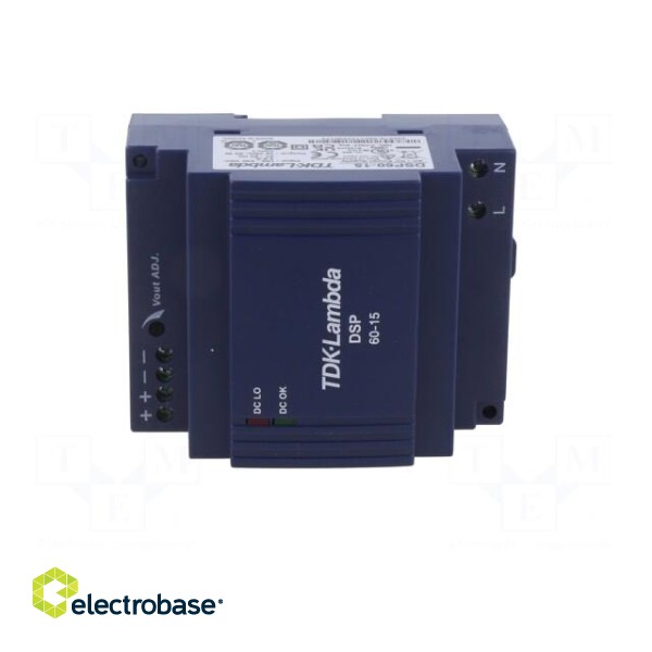 Power supply: switched-mode | for DIN rail | 60W | 15VDC | 4A | 85% image 9