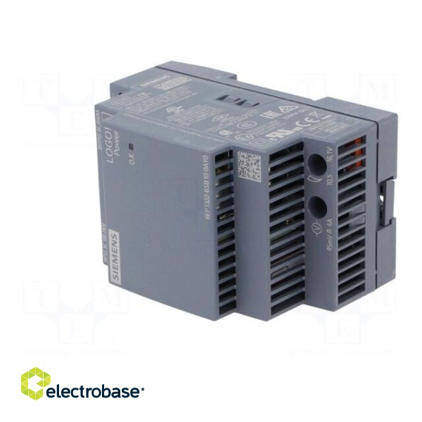 Power supply: switched-mode | for DIN rail | 60W | 15VDC | 4A | IP20 фото 2