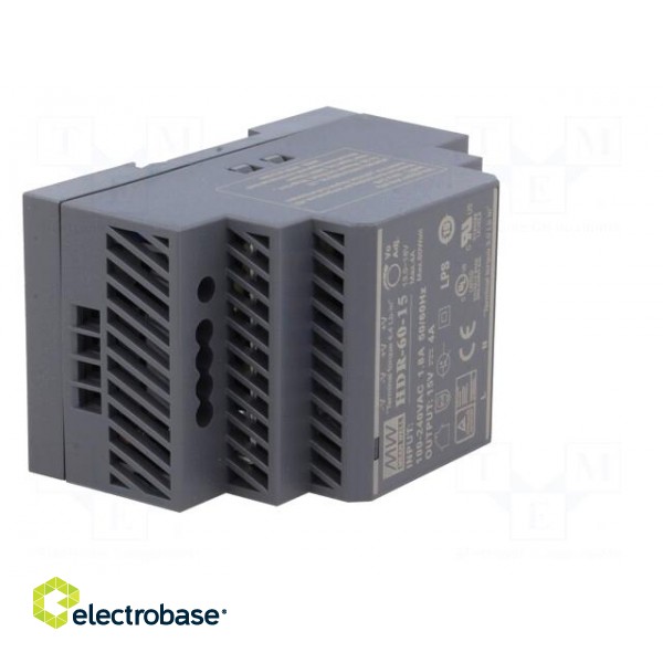 Power supply: switched-mode | for DIN rail | 60W | 15VDC | 4A | OUT: 1 image 8