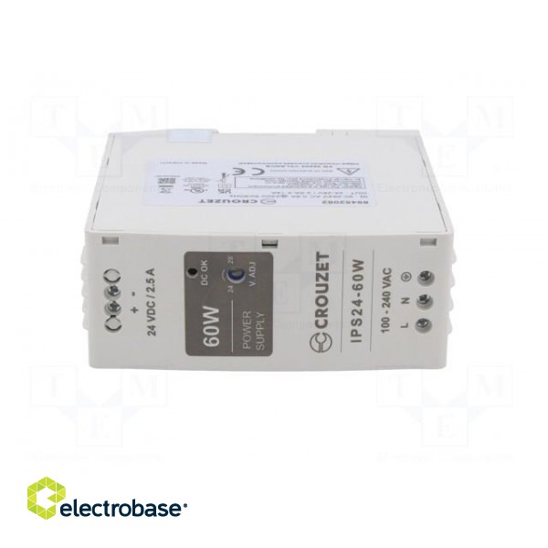 Power supply: switched-mode | for DIN rail | 60W | 24VDC | 2.5A | 87% фото 9