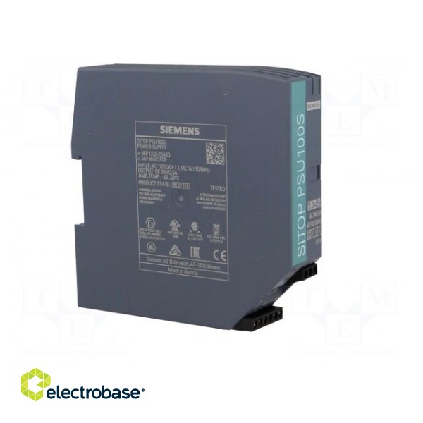 Power supply: switched-mode | for DIN rail | 60W | 24VDC | 2.5A | IP20 фото 8