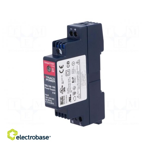 Power supply: switched-mode | 6W | 5VDC | 5÷5.5VDC | 1.2A | 85÷264VAC фото 1