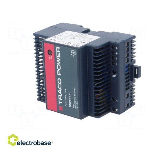 Power supply: switched-mode | 72W | 12VDC | 12÷16VDC | 6A | 85÷264VAC image 2