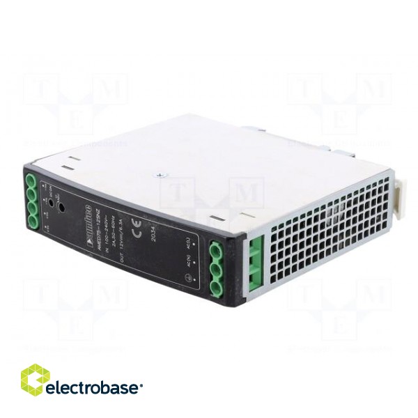Power supply: switched-mode | for DIN rail | 75W | 12VDC | 6.3A | 86% фото 2