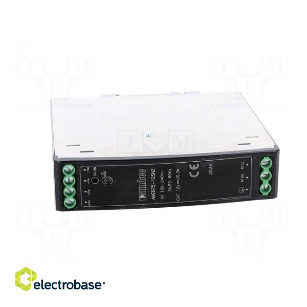Power supply: switched-mode | for DIN rail | 75W | 12VDC | 6.3A | 86% image 9