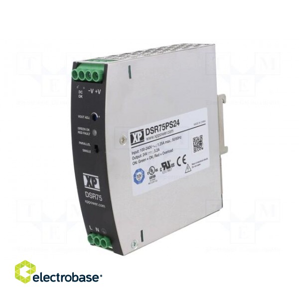 Power supply: switched-mode | for DIN rail | 75W | 24VDC | 3.2A | 91% фото 1