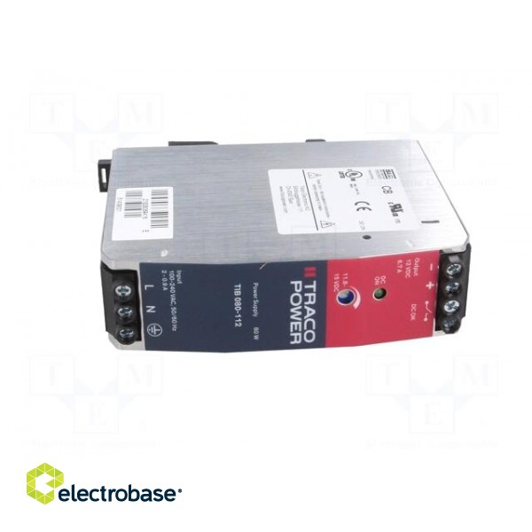 Power supply: switched-mode | for DIN rail | 80W | 12VDC | 6.7A | OUT: 1 image 9