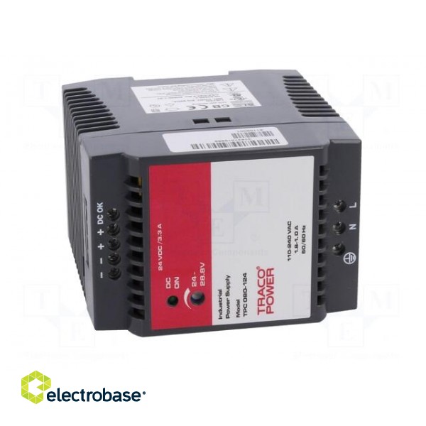 Power supply: switched-mode | for DIN rail | 80W | 24VDC | 3.3A | OUT: 1 image 9