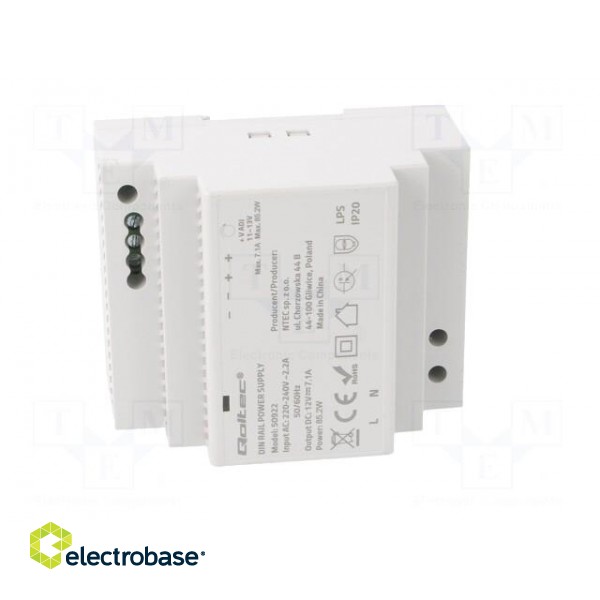 Power supply: switched-mode | for DIN rail | 85W | 12VDC | 7.1A | IP20 image 9