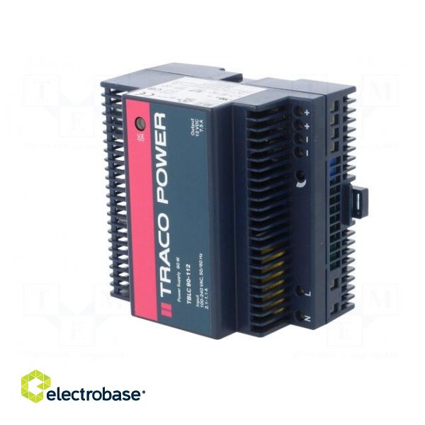 Power supply: switched-mode | 90W | 12VDC | 12÷16VDC | 7.5A | 85÷264VAC image 2