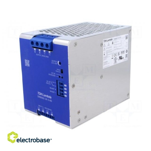 Power supply: switched-mode | for DIN rail | 960W | 24VDC | 40A | DRB