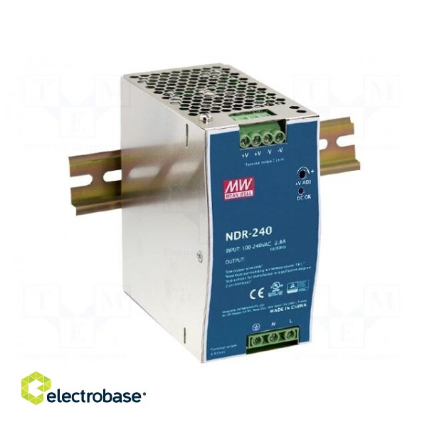 Power supply: switched-mode | for DIN rail,slim | 240W | 24VDC | 10A