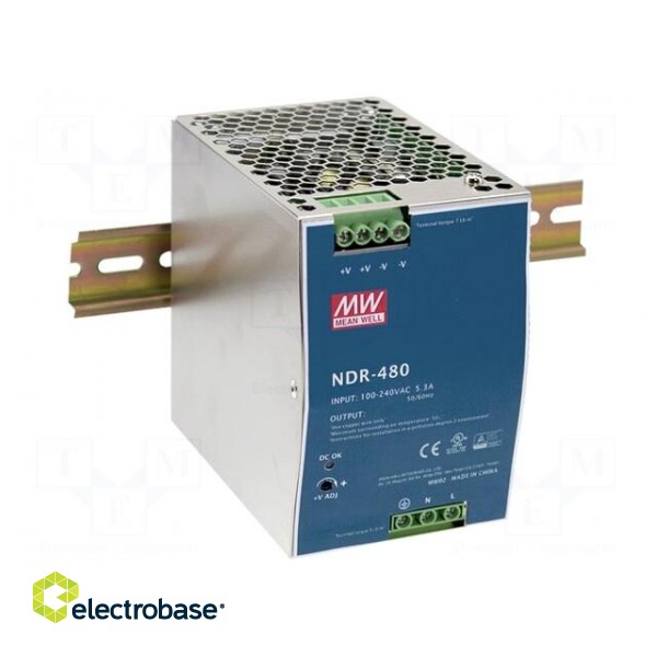 Power supply: switched-mode | for DIN rail,slim | 480W | 24VDC | 20A