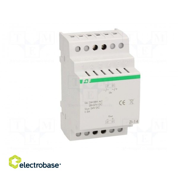 Power supply: switched-mode stabiliser | 24VDC | 3A | 24÷28VAC | 150g paveikslėlis 9