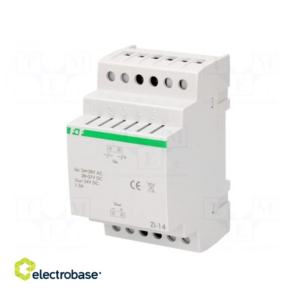 Power supply: switched-mode stabiliser | 24VDC | 3A | 24÷28VAC | 150g paveikslėlis 1