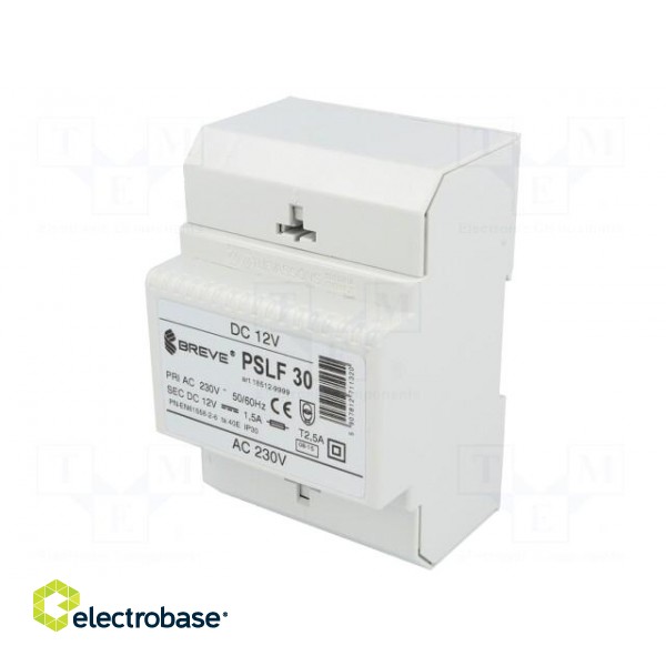 Power supply: transformer type | non-stabilised | 18W | 12VDC | 1.5A фото 1