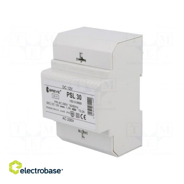 Power supply: transformer type | non-stabilised | 20W | 12VDC | 1.7A image 1
