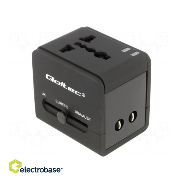 Adapter | 5VDC | 2.1A | Plug: EU | Input: USB A port x2 | Colour: black фото 1