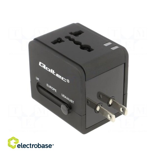 Adapter | 5VDC | 2.1A | Plug: EU | Input: USB A port x2 | Colour: black фото 2