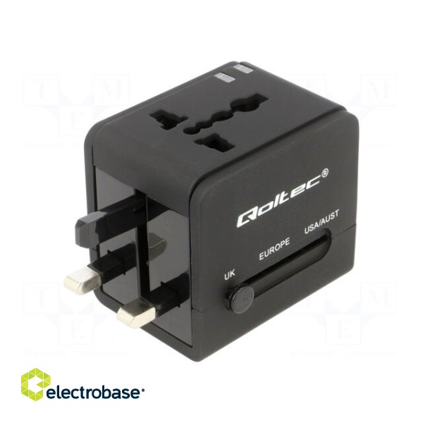 Adapter | 5VDC | 2.1A | Plug: EU | Input: USB A port x2 | Colour: black фото 3