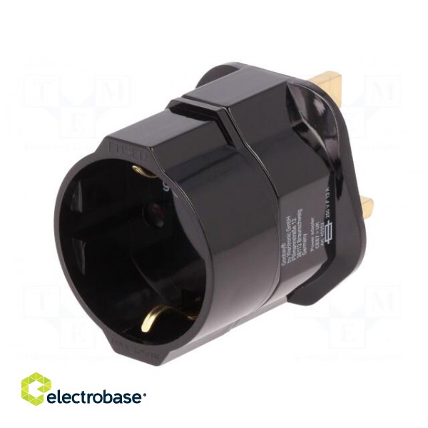 Adapter | Out: EU | Plug: with earthing | Colour: black | Input: UK image 1