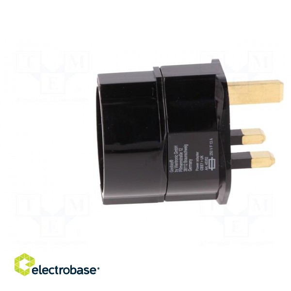 Adapter | Out: EU | Plug: with earthing | Colour: black | Input: UK image 3