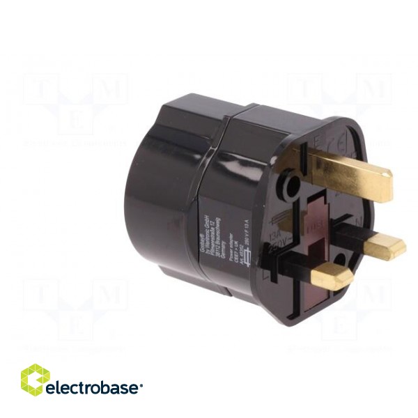 Adapter | Plug: with earthing | Input: UK | Out: EU | Colour: black image 4