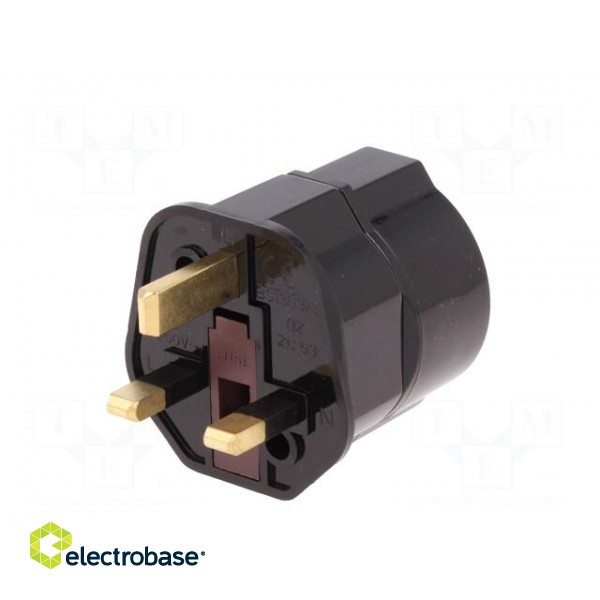Adapter | Plug: with earthing | Input: UK | Out: EU | Colour: black image 6
